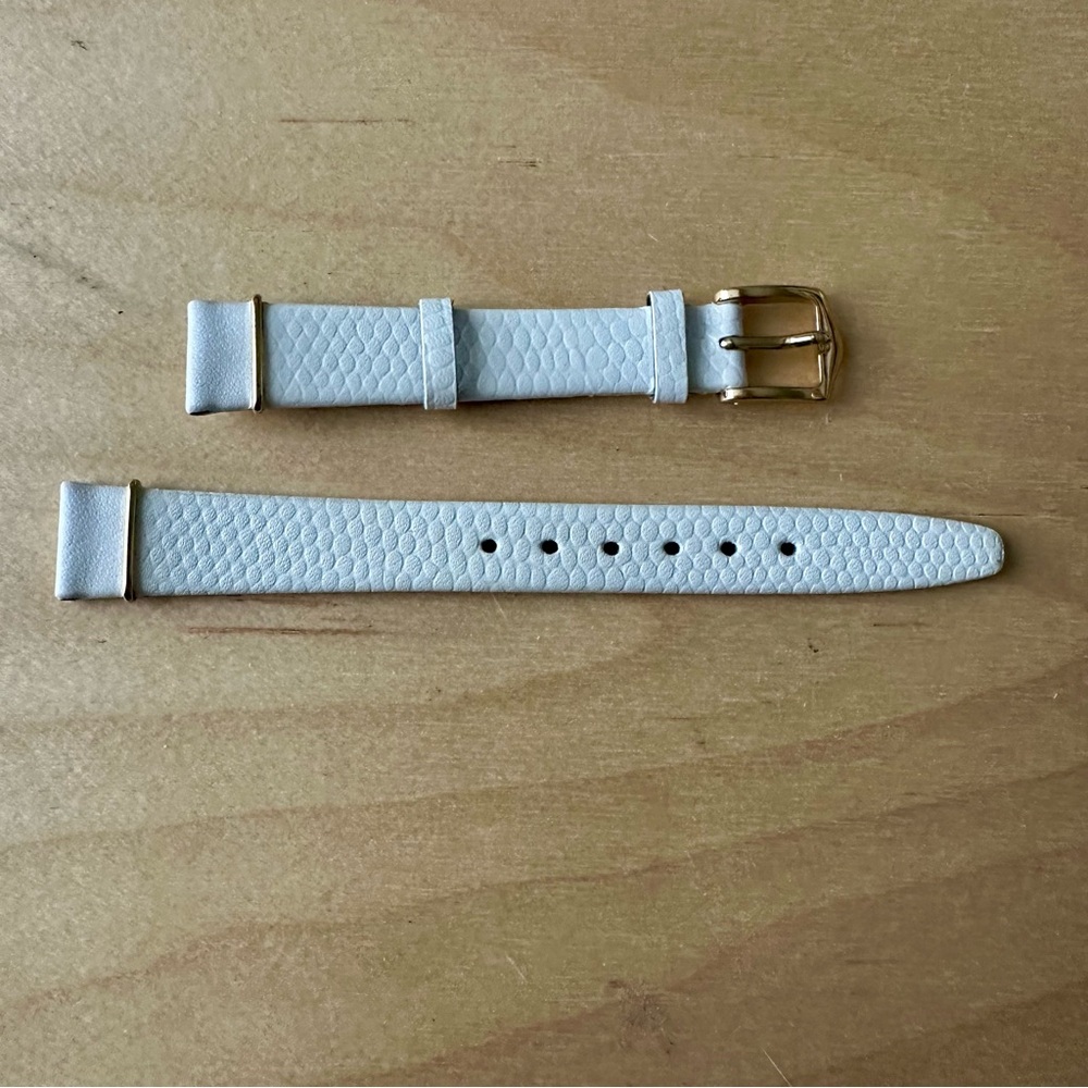 NWOT Authentic Lizard-Calf Pebbled White Vintage Leather Watchband, Size 13